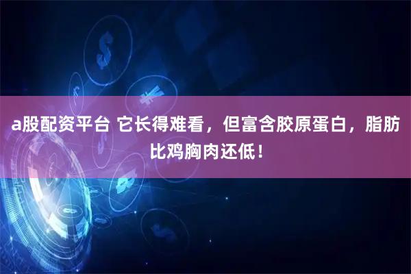 a股配资平台 它长得难看，但富含胶原蛋白，脂肪比鸡胸肉还低！